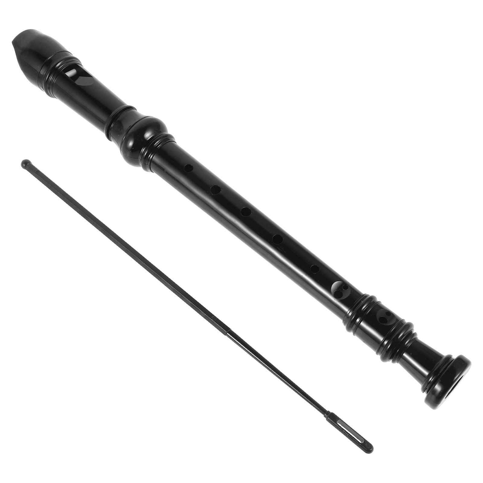 Soprano Recorder Plastic - 8穴の黒色透明ABS製リコーダー。子供や初心者向けのソプラノリコーダーで、音楽の練習や教室での使用に最適。プラスチック製。
