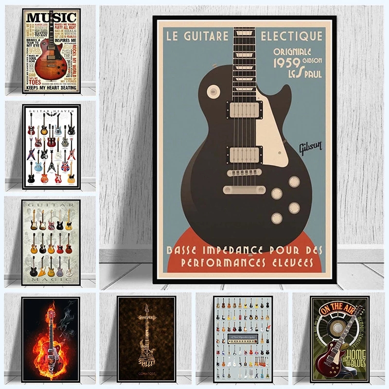 表記ギター楽器,印刷されたポスター,アート画像,リビングルー - Picture Of Musical Instrument のレビューと価格