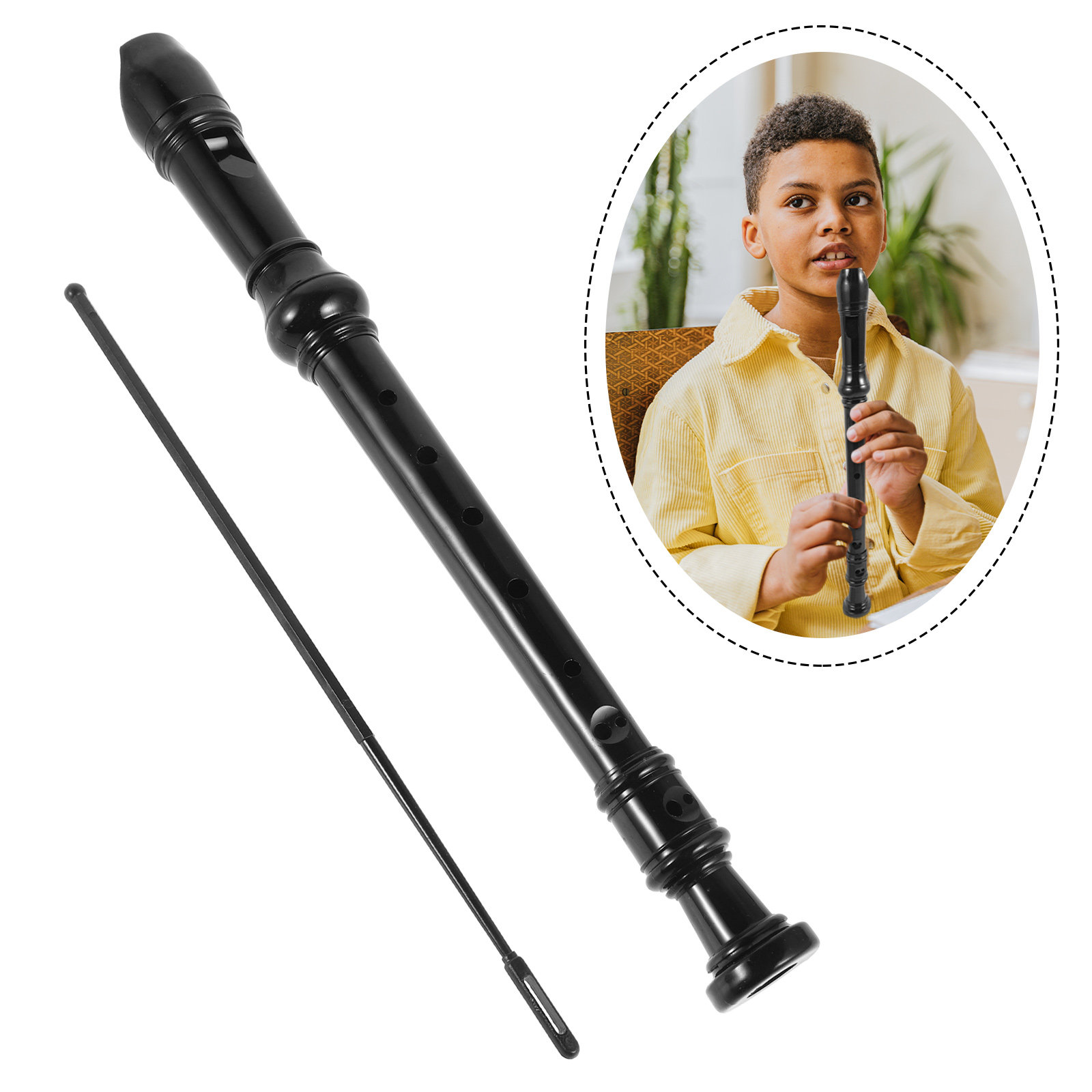 初心者向け、教室での使用に適した、8穴の黒色透明ABSプラス - Soprano Recorder Plastic のレビューと価格
